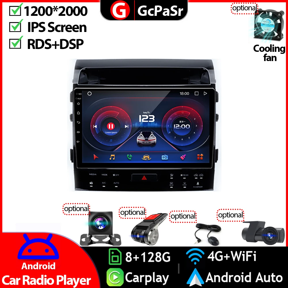 

Car Radio Multimedia Video Player For Toyota Land Cruiser 11 200 2007 - 2015 Android Navigation GPS Touchscreen Autoradio Audio