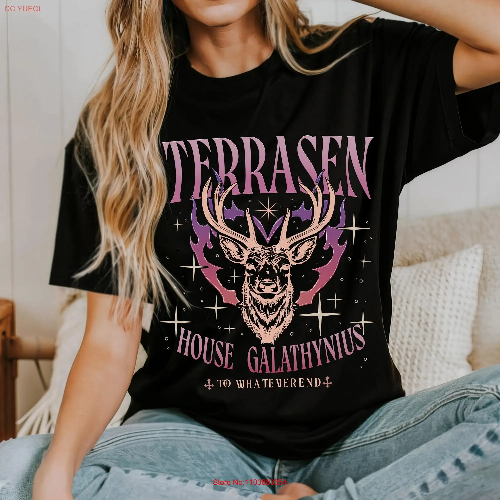 Удобная цветная футболка SJM Terrasen Acotar с изображением престолов стекла для чтения