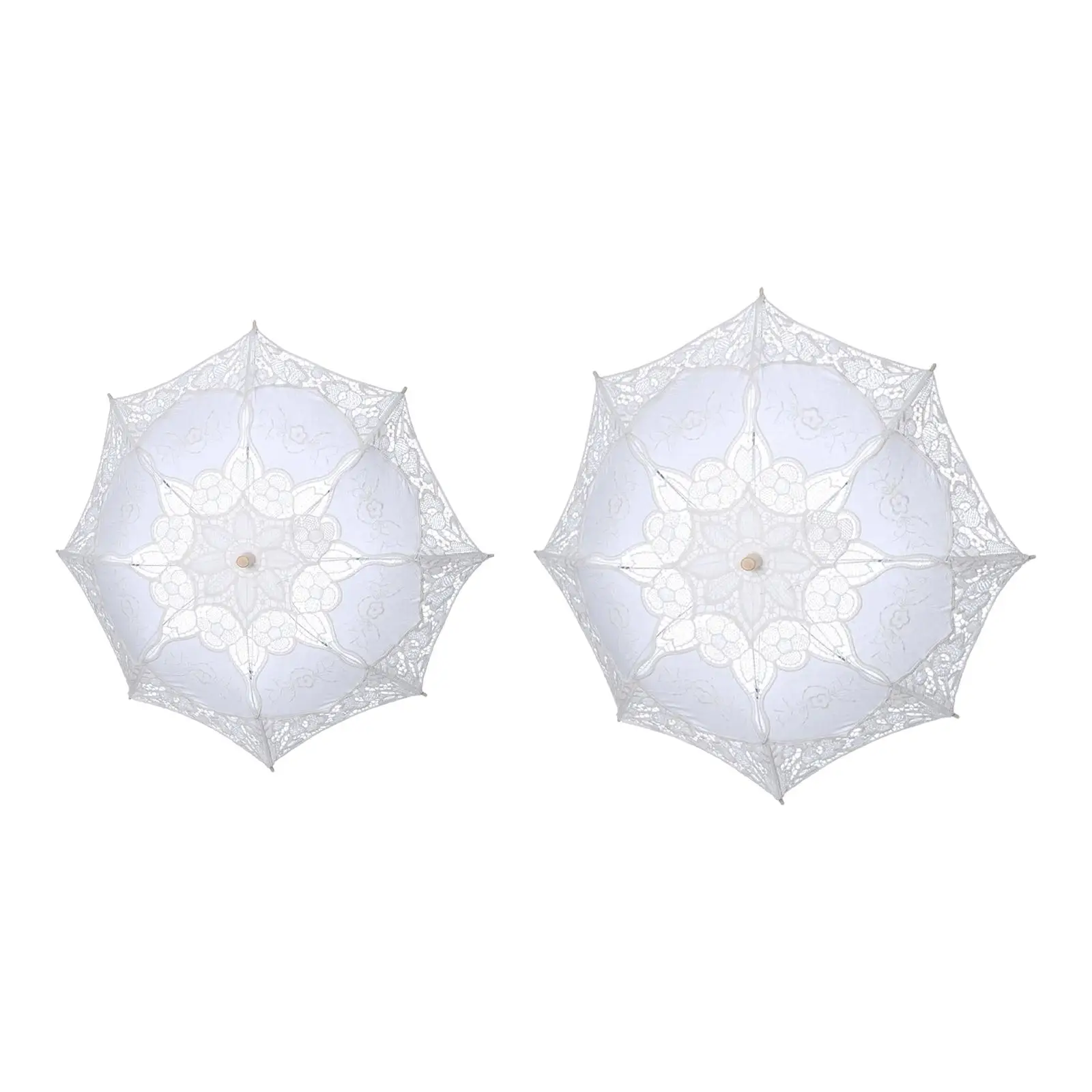 

Lace Umbrella Decoration Wooden Handle Parasol for Photography Prop Bridal Party