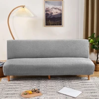 solid color folding sofa bed covers for living room elastic armless sofa slipcover chaise cover lounge gray couch cover