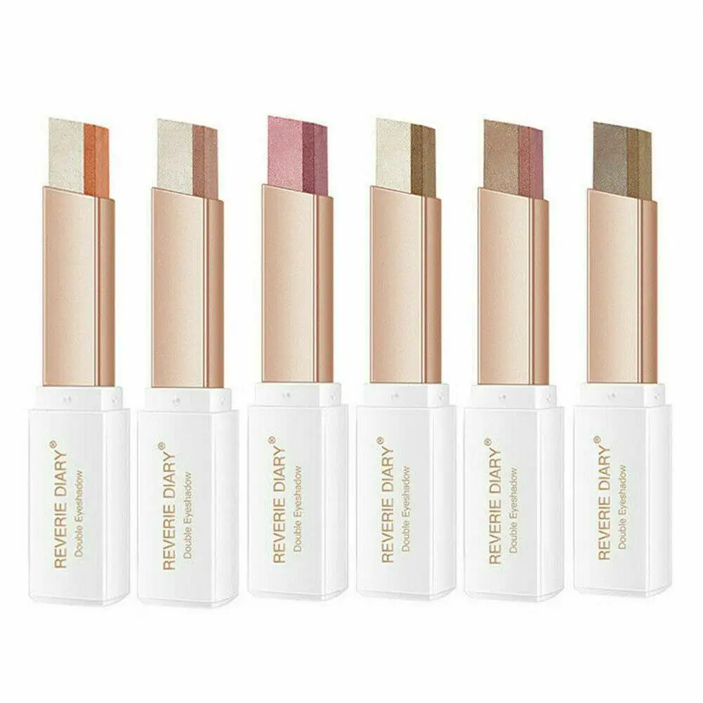 2023 New Double Color Eye Shadows Pallet Matte Stick Palets Korean Waterproof Long Lasting Bicolor Shimmer Beauty Make Up Tools