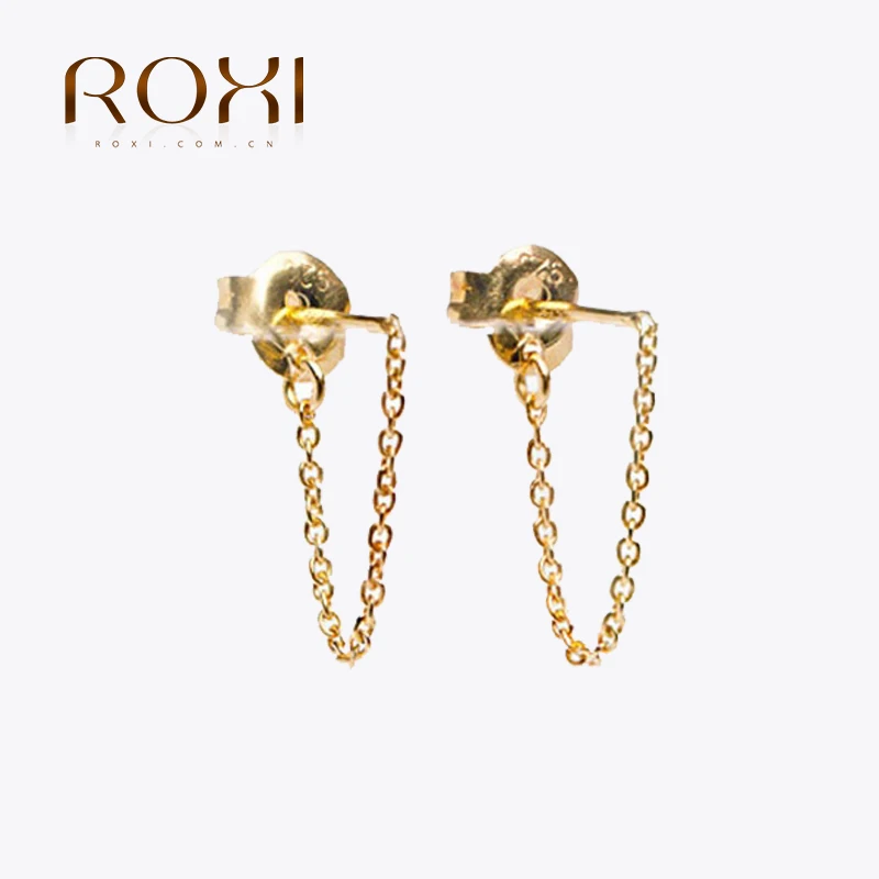 ROXI Minimalist 925 Sterling Silver Chain Drop Earrings for Women Gift Korean Jewelry Personality Hanging Dangle Earring Brincos