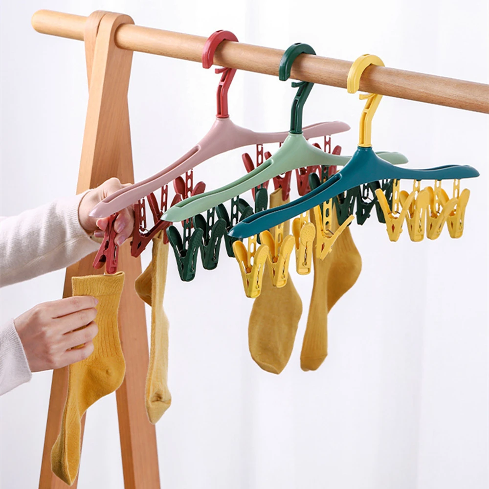 

1/5/10Pcs 8 Clips Detachable Clothes Dryer Hanger Clothes Dryer Windproof Socks Underwear Plastic Drying Rack Clothes Hanger