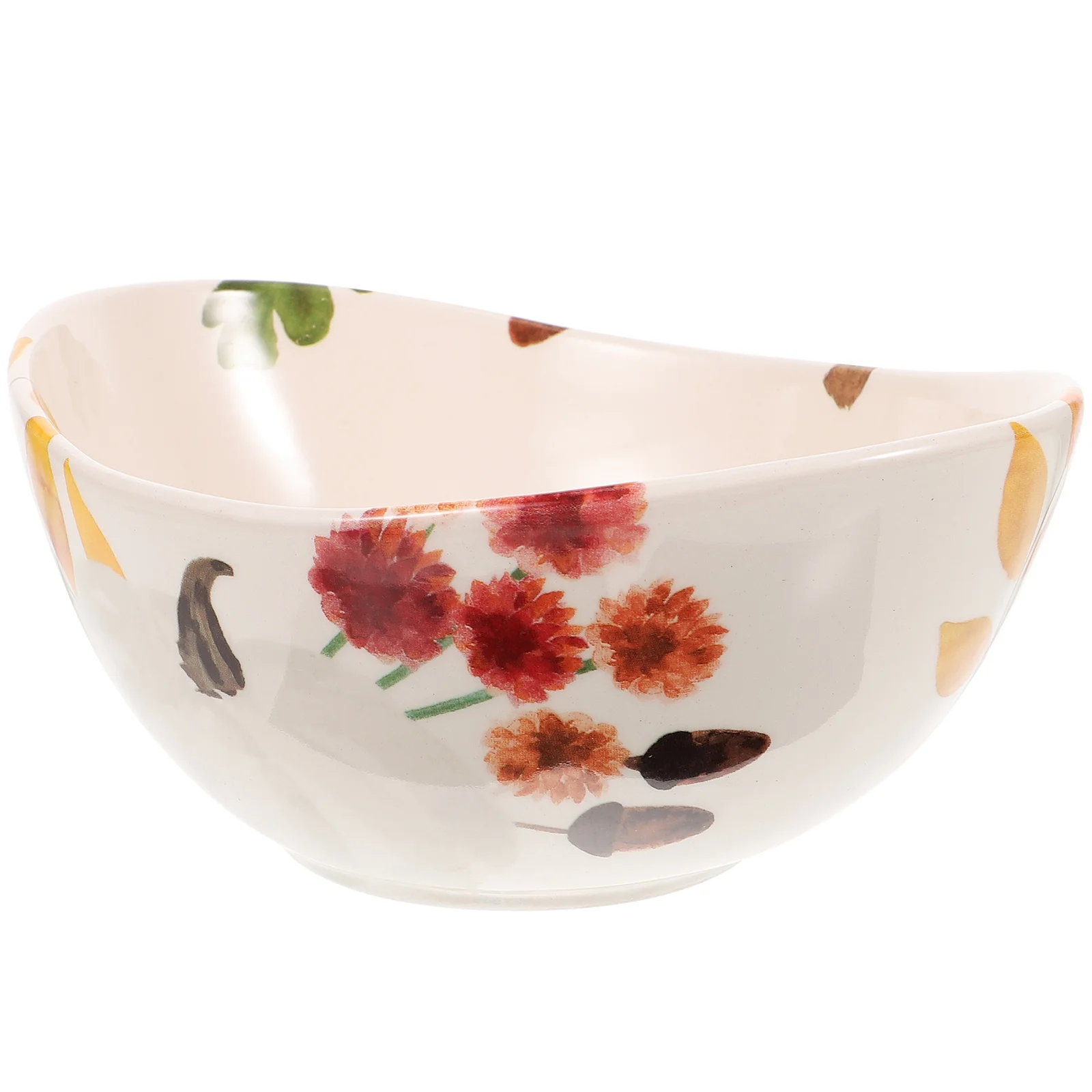 

Fall Themed Printing Bowl Salad Bowl Ceramic Food Serving Bowl Dessert Bowl Home Supplies