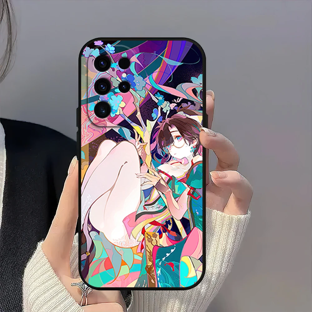 Game Wuthering Waves Zhezhi Cute Phone Case For Samsung Galaxy A54 A71 A72 A73 S22 S23 Ultra Black Soft Silicone Cover