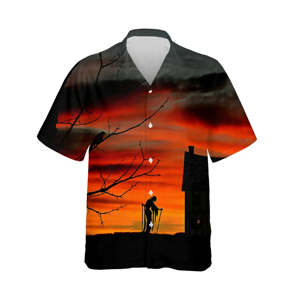 Jumeast 3D Halloween Festival Clothing Blouses Fashion Streetwear Mens Hawaiian Shirt Short Sleeve Breathable Casual Men Shirt