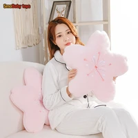45cm new pink sakura plush pillow kawaii flowers plush pillow mat lifelike soft cherry blossom cushion plushie props