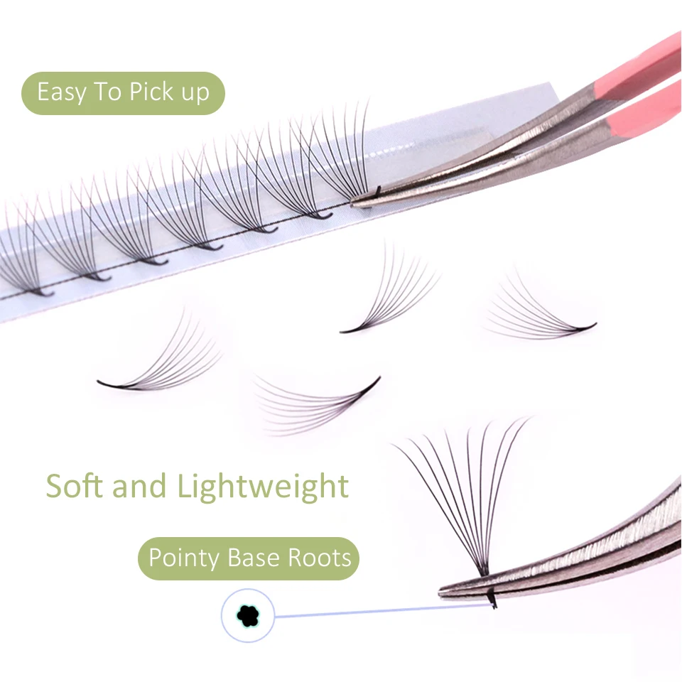 Фото Готовые ресницы Lashprofessor для объемного наращивания в русском стиле, 3D-40D, с заостренной основой, готовые пучки для наращивания, искусственная норка. №3