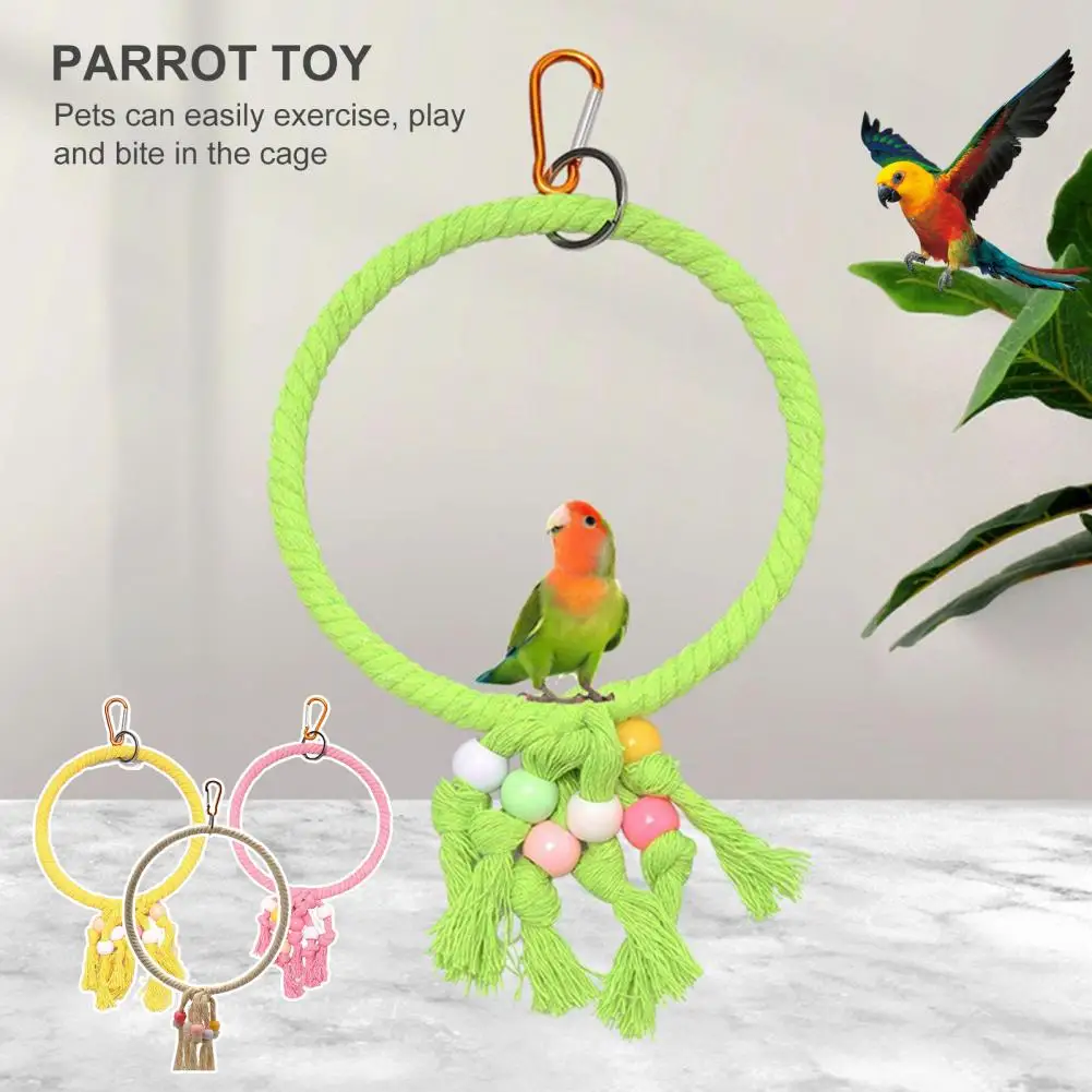 

Bird Swing Toy Swing Chewing Training Toys Small Parrot Hanging Hammock Parrot Cage Bell Perch Toys Pet Bird Rope Ring Toy