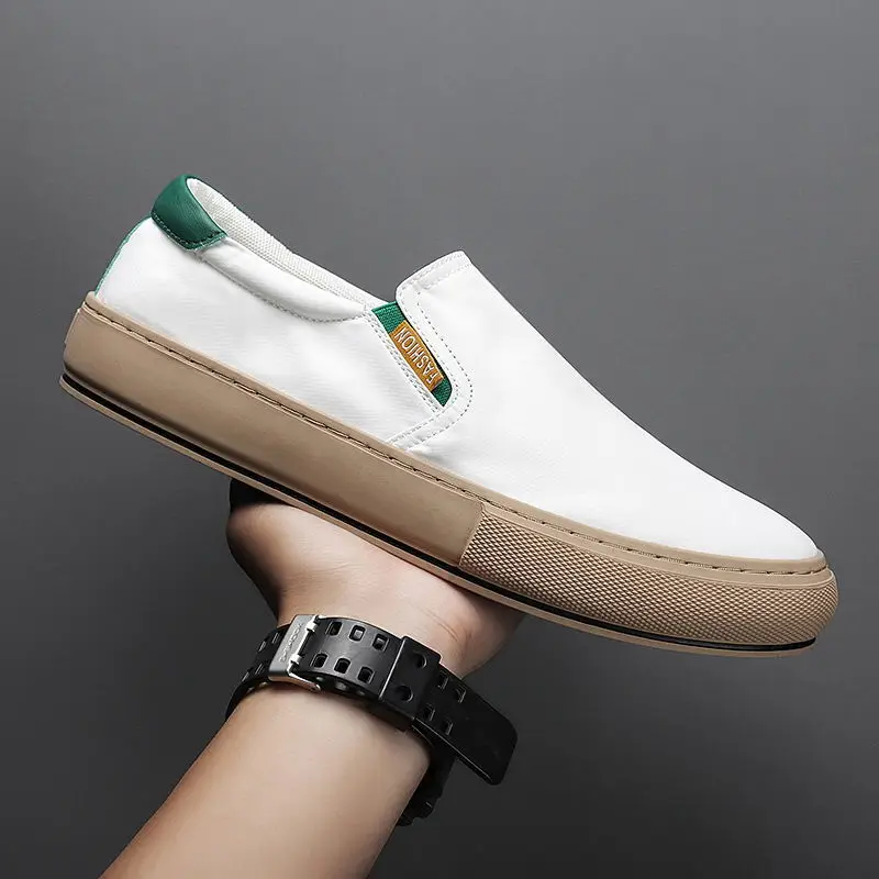 Мужские парусиновые туфли оливкового и зеленого цвета удобные повседневные с