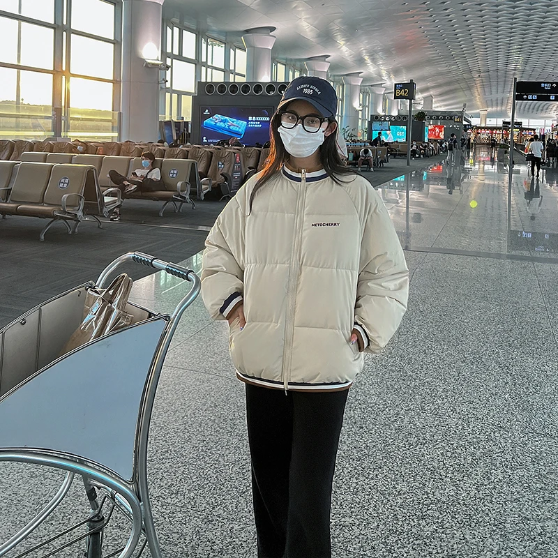 2023 New Winter Down Cotton Jacket women's Korean Fashion Warm Coat Students Baseball Uniform