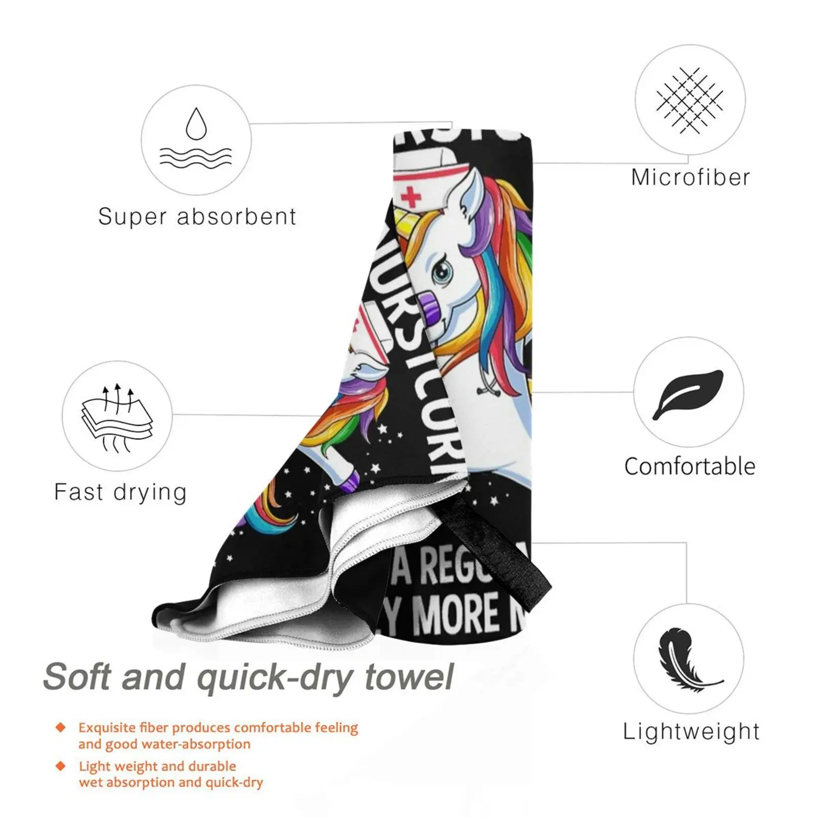 Забавное пляжное полотенце Dabbing в виде единорога для медсестры быстросохнущее