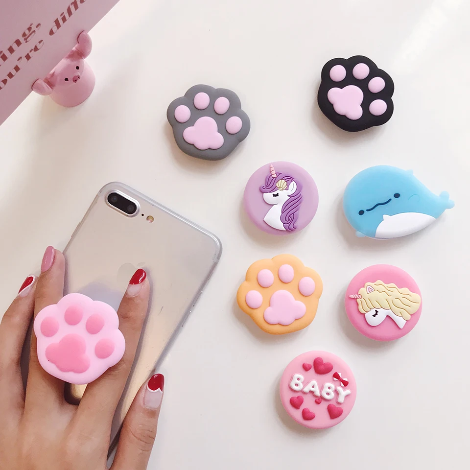 

NEW Cartoon Round Universal Mobile Phone Ring Holder Airbag Gasbag fold Stand Bracket Mount For iPhone 11 Samsung Huawei Xiaomi