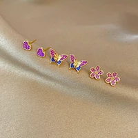 6 pcs earrings set for women personalized design butterfly ear studs niche light luxury ear clip earings fashion jewelry 2022