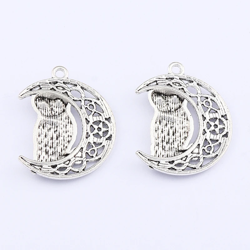ZXZ 10 шт. тибетское серебро кельтский узел Сова птица полумесяц подвески языческие