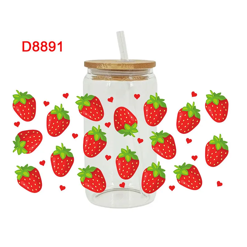 

Наклейки UV DTF Transfers, обертывания для чашек, фрукты, печать авокадо, стекло DIY, керамика, металлическая кожа, 3D, 16 унций D8704