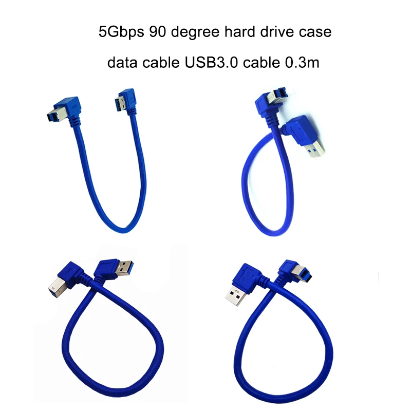 Фото Кабель BM USB3.0 под углом 90 градусов, кабель для принтера, сканера HDD, USB 3,0 А папа AM-USB 3,0 B Тип папа №1