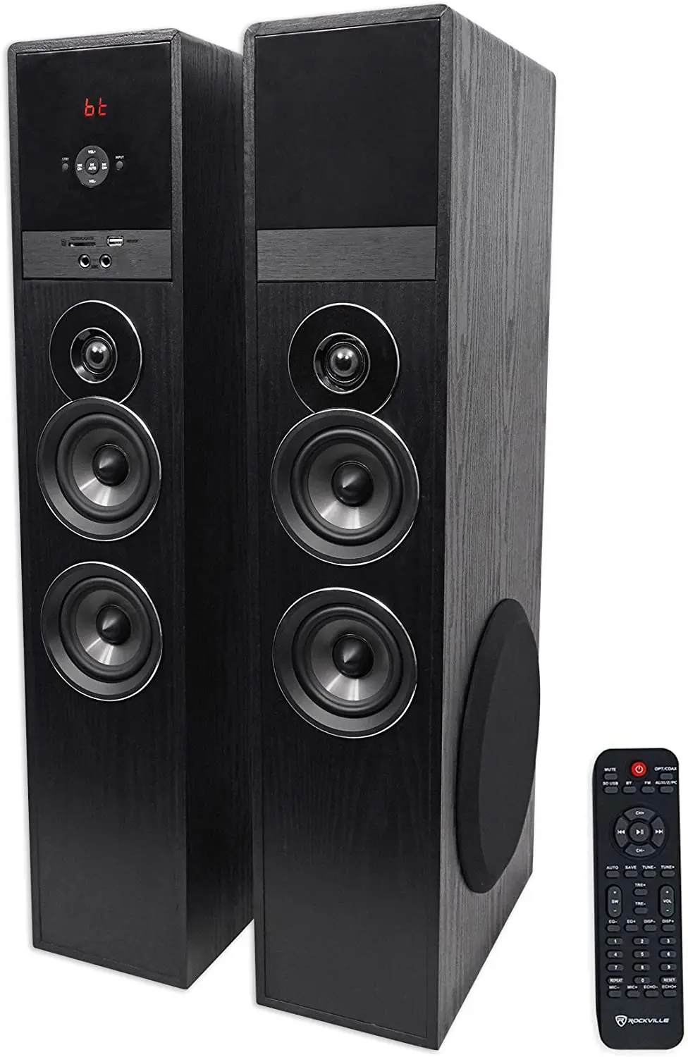 

New low price Rockville TM80B Black Home Theater System Tower Speakers 8" Sub/Bluetooth/USB Metal wall plate