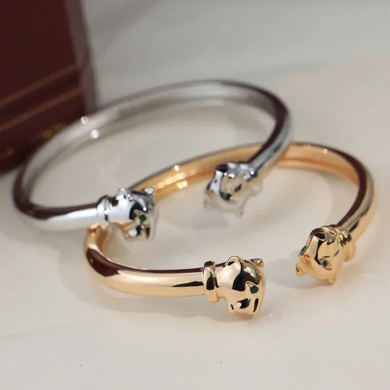 Женский Открытый браслет из розового золота с зелеными глазами