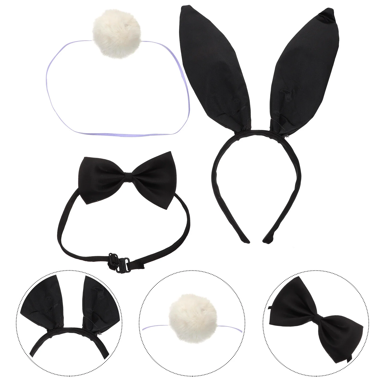 

Bunny Girl Costumes Accessory Ear Headband Party Prop Rabbit Dress Cosplay Headdress Decor Headwear Tail Bow Tie Plush