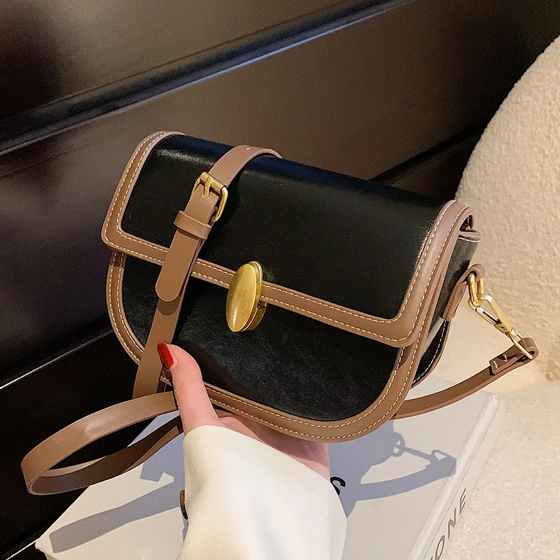

Textured Messenger Bag Women's Bag 2022 New Trendy All-match Shoulder Bag Fashion Simple Saddle Bag Retro Small Square Bag