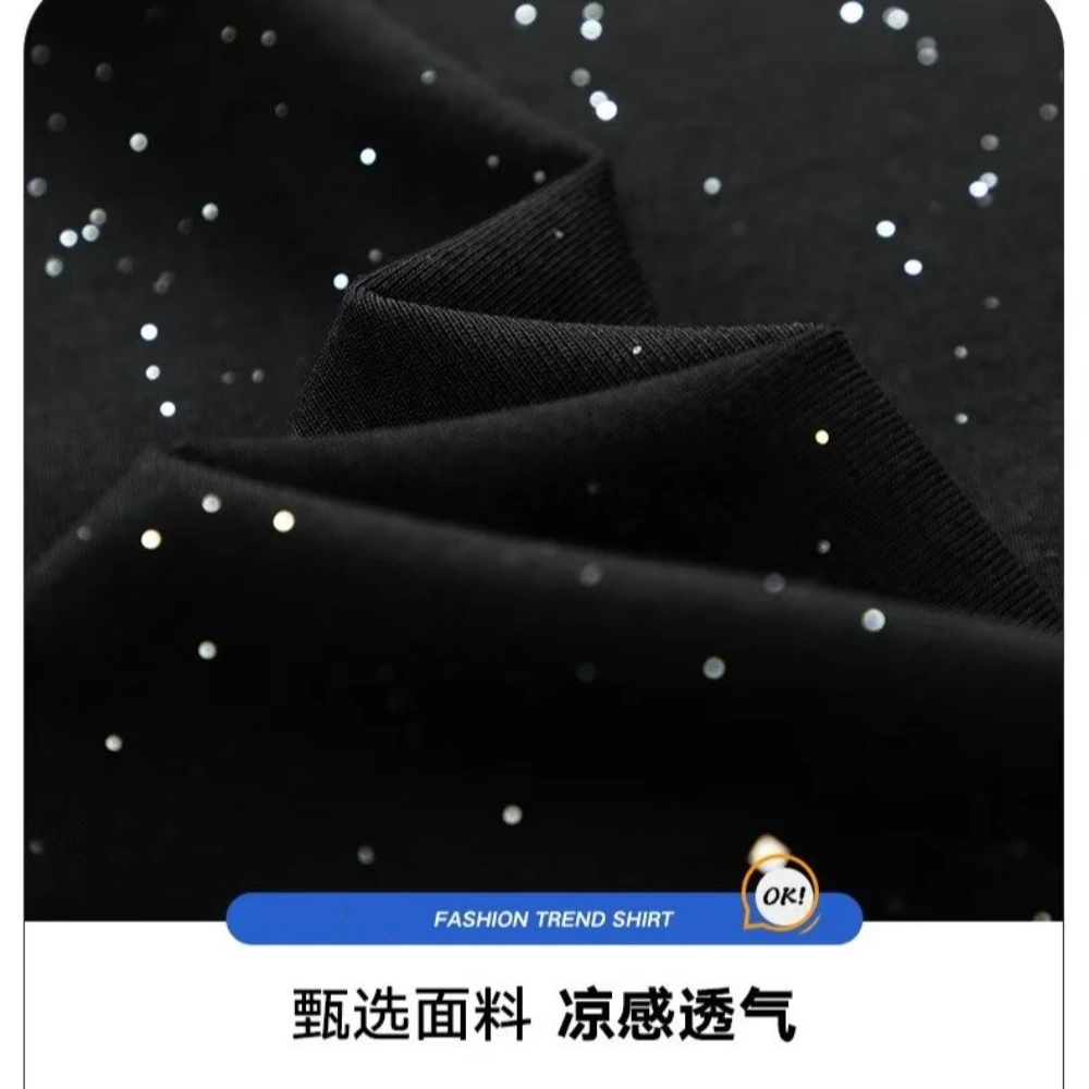 Черная Мужская футболка с коротким рукавом новинка 2024 универсальная свободная и