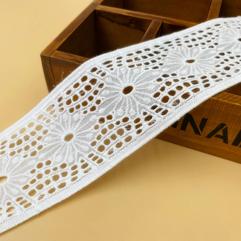 

Хлопковая вышивка 5 ярдов, Геометрическая Цветочная вышивка, свадебная аппликация, аксессуары «сделай сам», одежда ручной работы, одежда