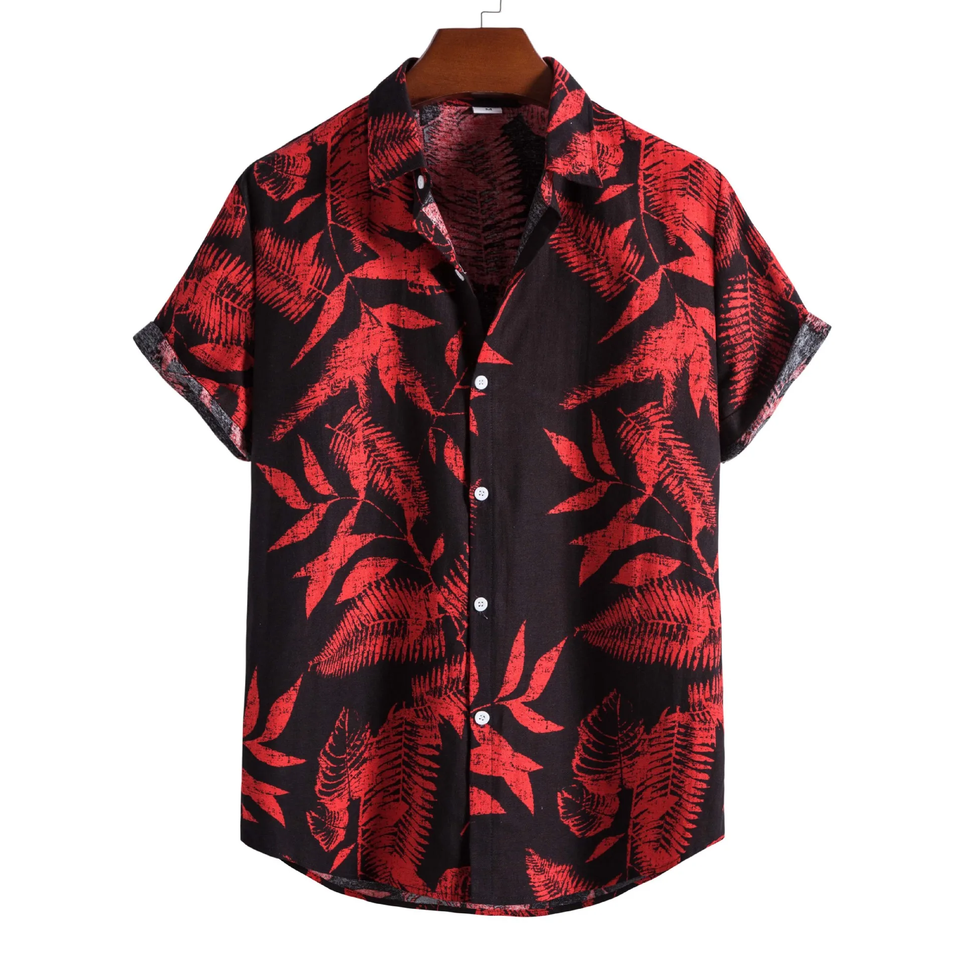 

Men Vintage Floral Casual Button Down Hawaiian Shirt Men Slim Fit Short Sleeve Cotton Linen Beach Shirts Men Camisa Masculina