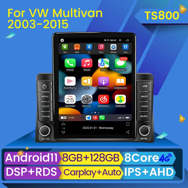 Android 11 Carplay 4G Для Tesla Вертикальный Автомобильное Радио Видео Стерео VW Volkswagen Multivan T5