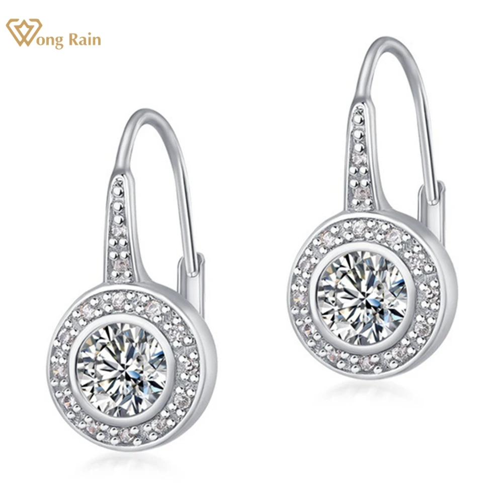 

Wong Rain 100% 925 Sterling Silver VVS1 3EX Round Cut Real Moissanite Diamonds Sparkling Ear Studs Earrings Wedding Jewelry Gift