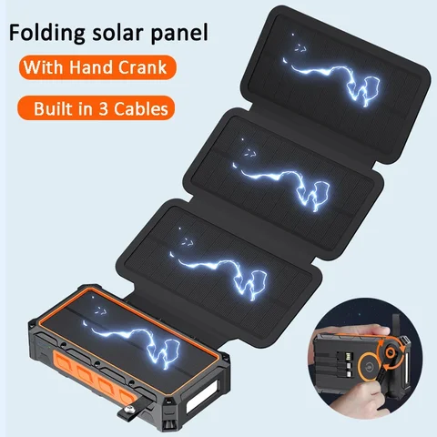 Qi Wireless Solar Power Bank 20000 мАч Водонепроницаемый Powerbank с быстрой зарядкой и панелью Внешний аккумулятор повербанк для Xiaomi iPhone