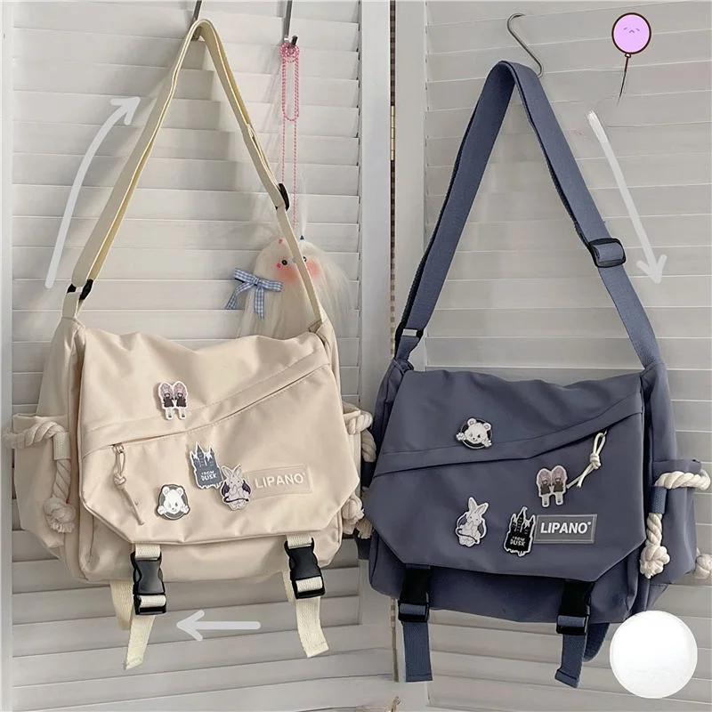 

Nylon Handbags Shoulder Bag Large Capacity Crossbody Bags for Teenager Girls Men Harajuku Messenger Bag Student School Bags Sac