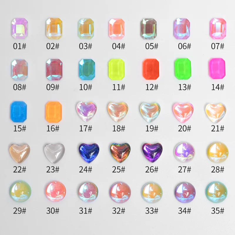 

20pcs Japanese Nail Charms Mocha Pointed Bottom Crystal Diamond Rectangular Glass Stones Jewelry Summer Nail Sticker Accessories