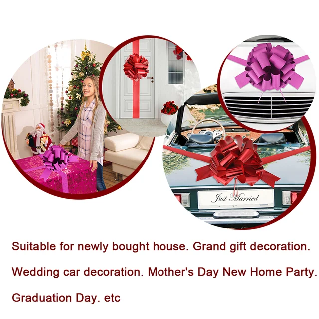 Big Car Bow Red Grand Gift Wrapping With 20ft Car Ribbon Wedding Car Mother's Day New House Party Celebration Decoration（20inch） 5