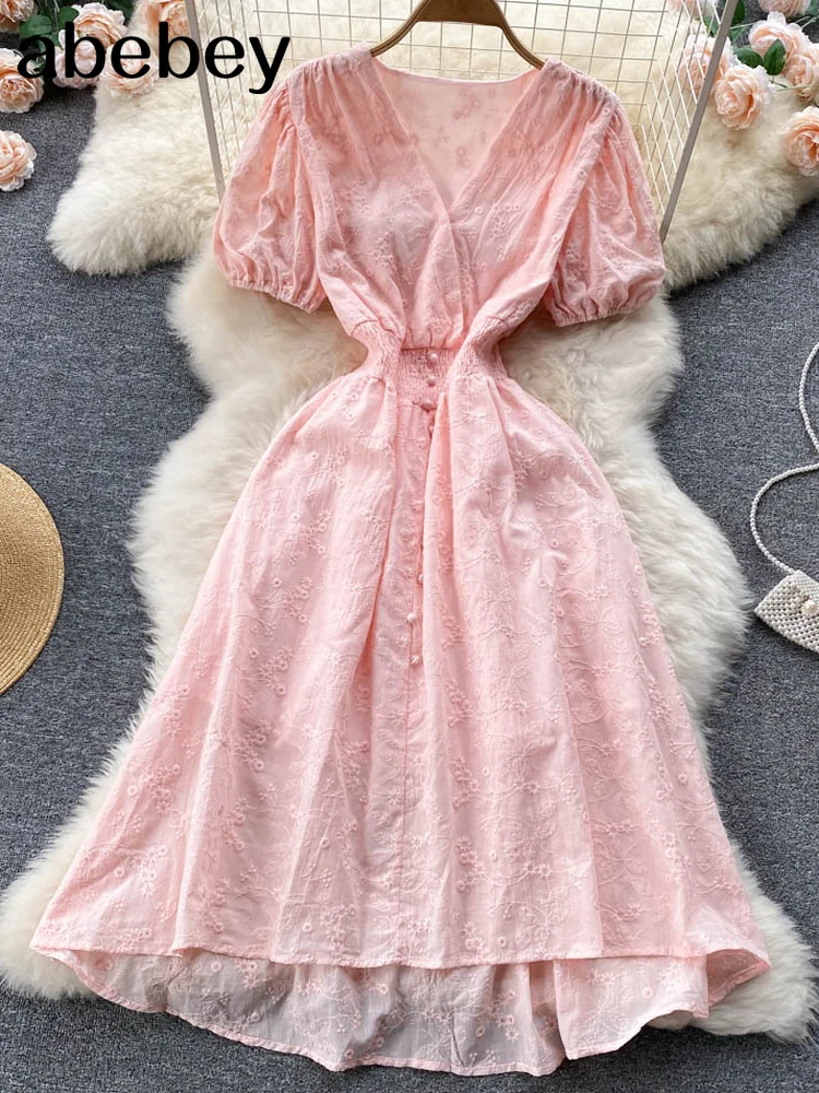 

2022 Lace White Fashion Clothing Casual Summer Elegant Female Dress Clothes Dresses for women Midi Long Beach Sundress Robe