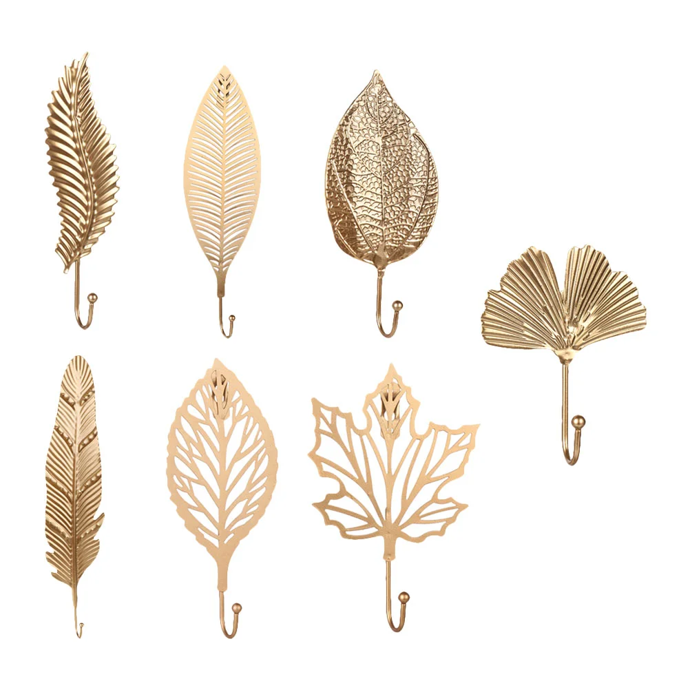 

Hooks Wall Hook Coat Decorative Key Towel Holder Leaf Bathroom Hanging Hanger Iron Metal Goldvintageentryway Purseginkgo Hats