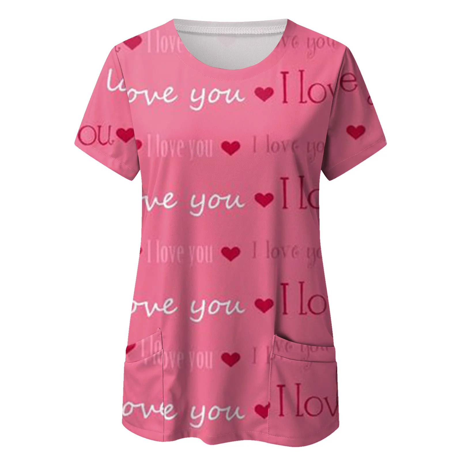 

Sleeve Shirt Tops Print Short Fashion Working Blouse Valentine's Day Women Neck O Women's Blouse