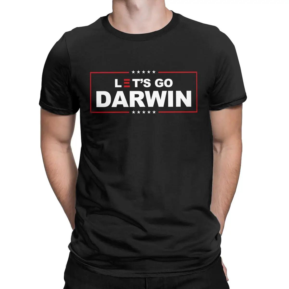

Let's Go Darwin Men's shirt Sarcastic Humor Creative Tee Shirt Short Sleeve Round Neck T-Shirt Cotton Party Tops