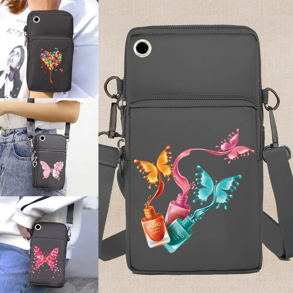 

Женская сумка, кошельки, сумки через плечо, сумка на плечо для Apple/Huawei/Samsung, универсальный пакет для хранения сотового телефона, клатч с принтом бабочки