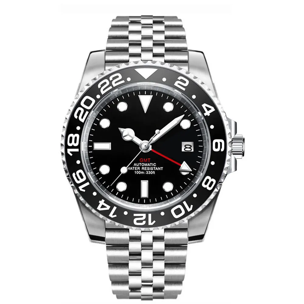 Мужские механические водонепроницаемые часы с сапфировым стеклом из