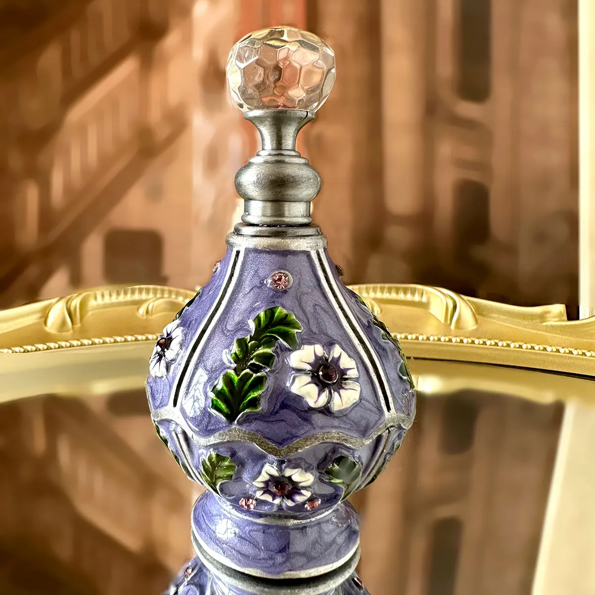 Пустой Фиолетовый цветок Винтажный флакон для парфюма контейнер Роза рельефный