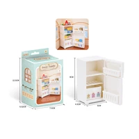 kieka new 1 12 doll house mini furniture miniature model kitchen scene house toy white and pink refrigerator and food ob11