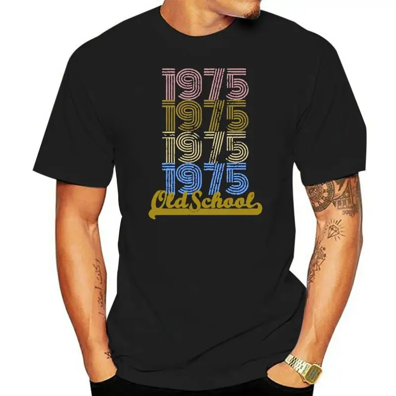

Men T Shirt Old School 1975 Vintage Retro Birthday G Women T-Shirt