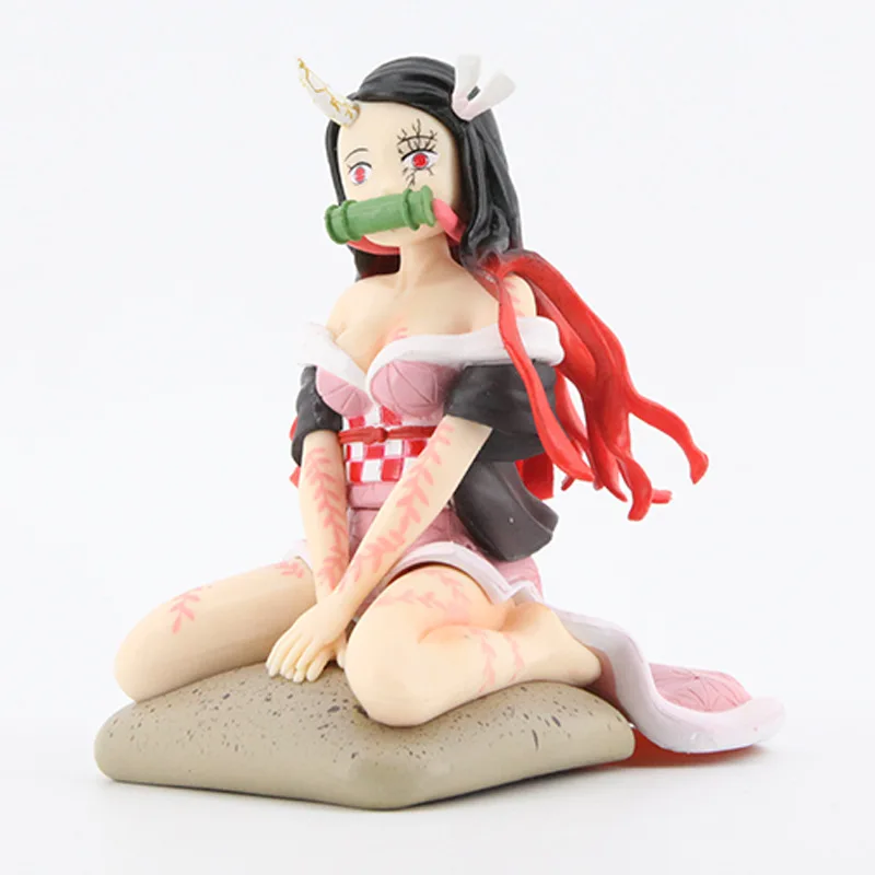 

13Cm Pvc Japan Anime Demon Slayer Tattoo Kamado Nezuko Sitting Posture Demon Blade Cartoon Characters Garage Kit Figure Toys