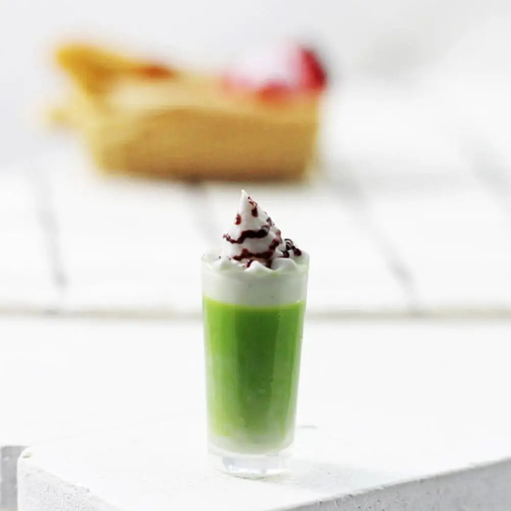 

Модель игрушки с гладкой поверхностью из смолы, имитация маття, молочный колпачок, игрушка, модель напитков для кухни