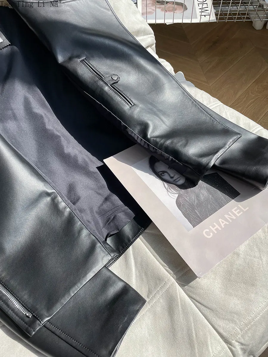 2023 Women New Spring Loose Casual Genuine Sheep Leather Jacket Real Sheepskin Leather Coat W16