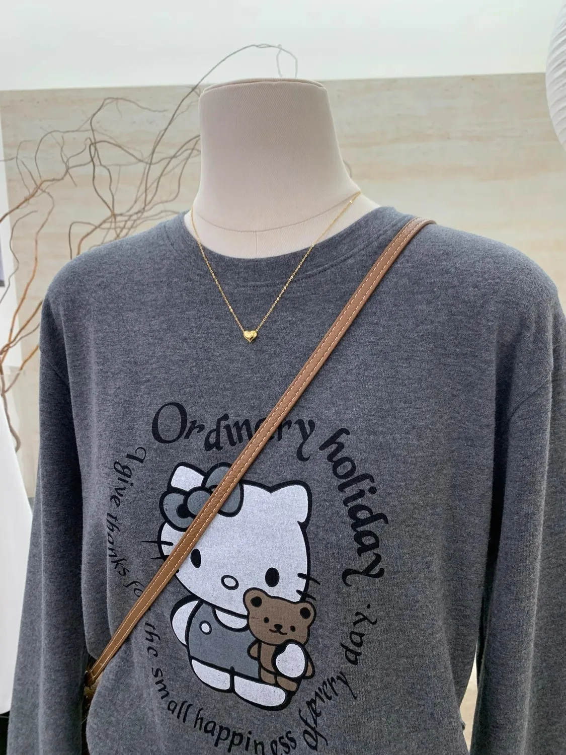 Женская свободная футболка с длинными рукавами и круглым вырезом размера плюс в