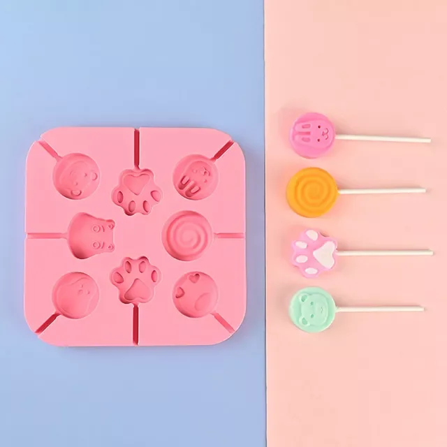 

5cm Large Round Silicone Lollipop Molds Chocolate candy pop Fondant Mould sugar lolly cake biscuit bakeware 8 hole with sticks