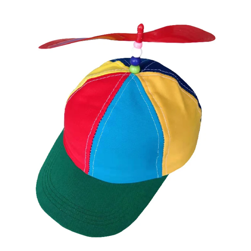 

Children's Hat Bamboo Dragonfly Korean Fisherman Hat Boys and Girls Sun Hat Propeller Sunshade Color Matching Rainbow Bucket Hat