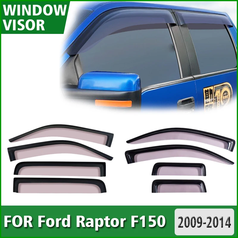 2009-2014 FOR Ford Raptor F-150 F150 Window Visors Rain Guard Window Rain Cover Deflector Awning Shield Vent Guard Shade Cover
